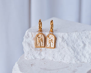 Airlie Palm hoop earrings Gold or Silver