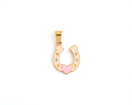 Lucky Horseshoe western coloured enamel charm gold | Affordable waterproof tarnish proof personalised surgical steel jewellery Australia Beach Gym Swim